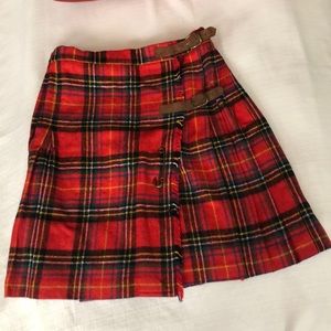 Ladies 6 Tartan Plaid Skirt Kilt VTG Wool Rayon